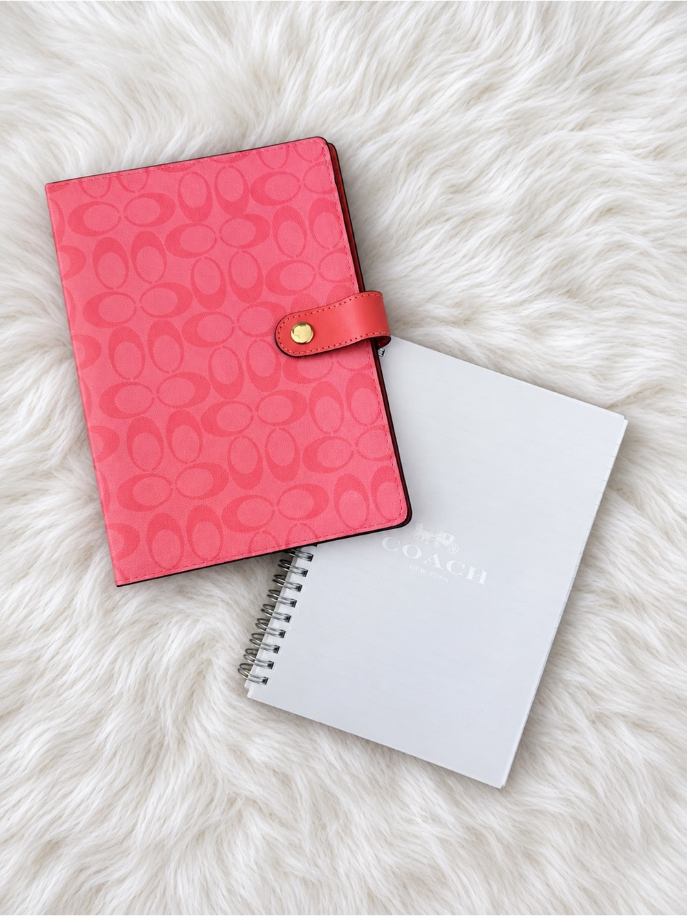 COACH NOTEBOOK - Coral Pink Signature Tab Notebook Cover by Coach